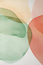 Sage Green Peach Abstract Wall Art, Soft Pastel Shape Print, Minimal Modern Decor