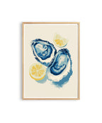 Oyster Wall Art Print, Lemon Seafood Poster, Coastal Kitchen Decor