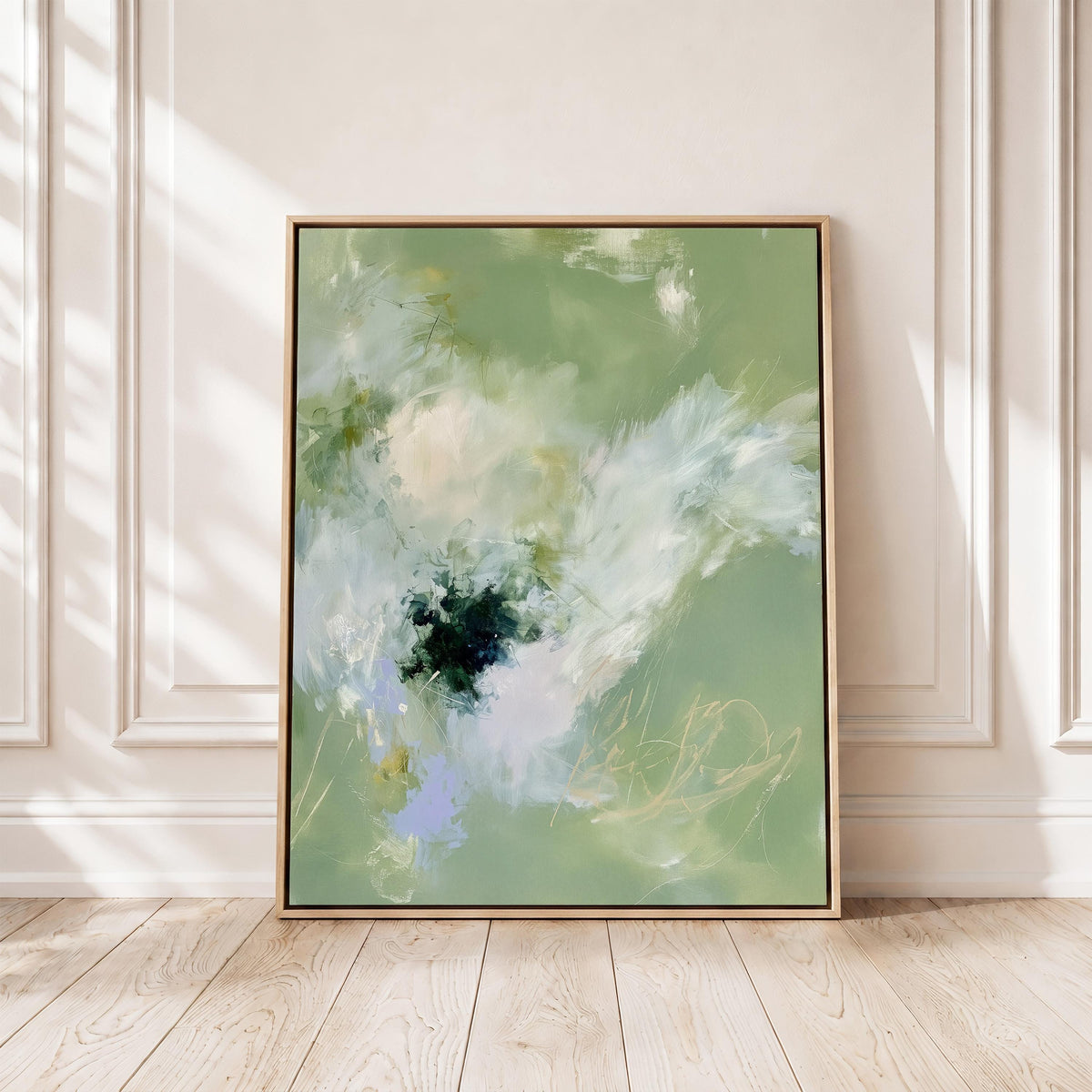 Sage Green Abstract Art Print, Soft Floral Painting, Botanical Wall Decor