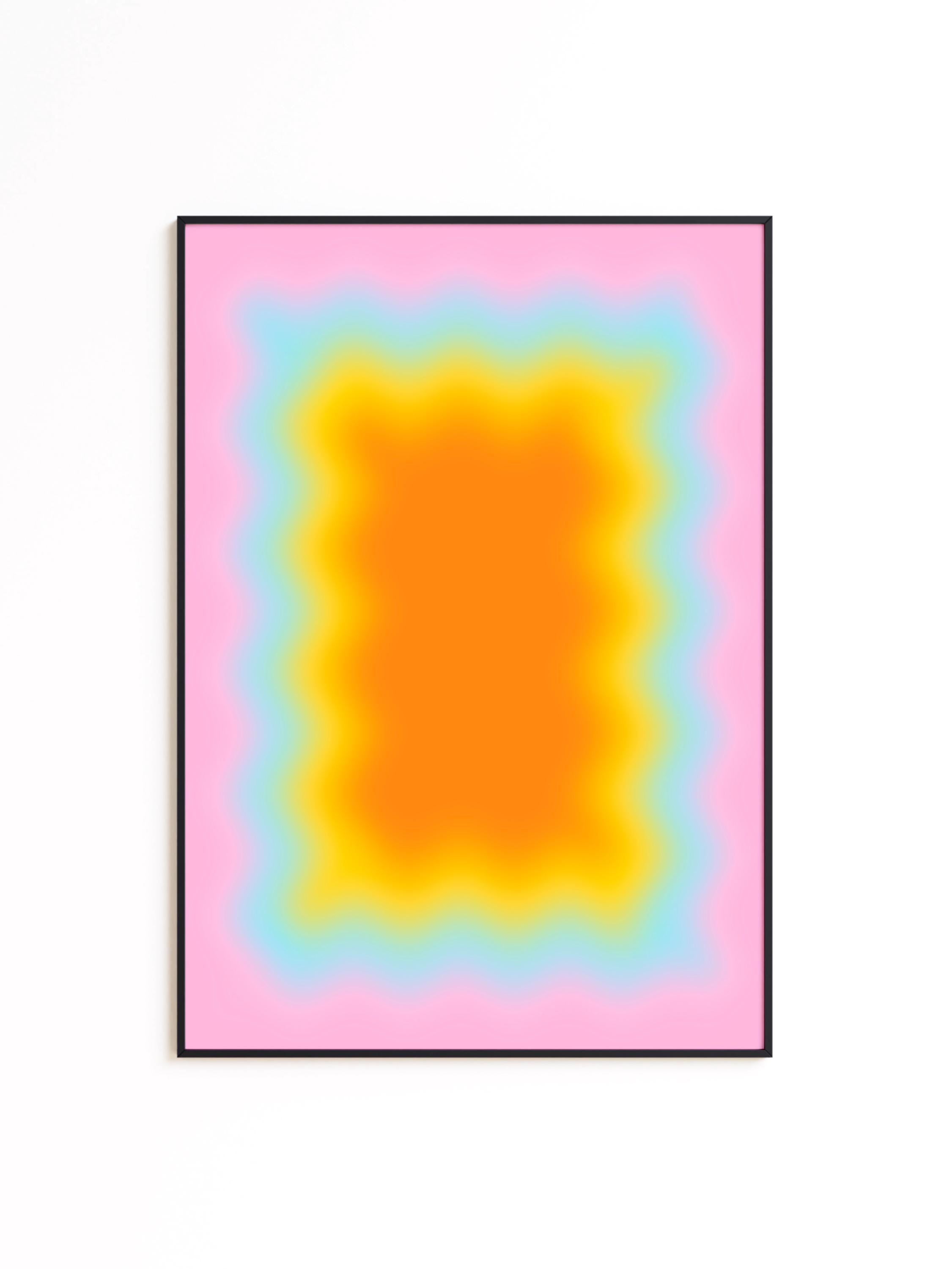 Pastel Abstract Art Print, Candy Color Gradient, Pink Wavy Wall Decor, Kids Nursery Canvas Wall Art