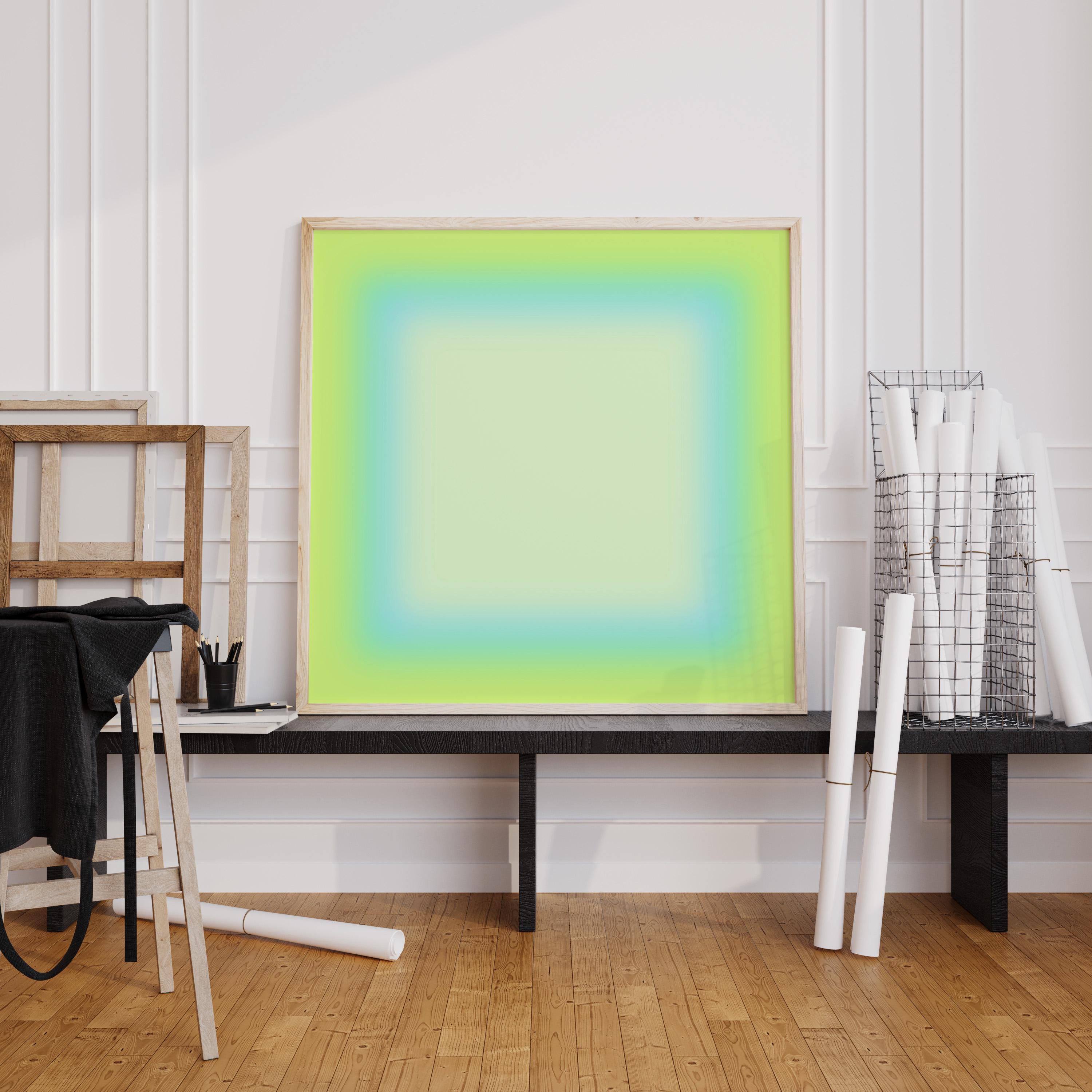 Neon Green Gradient Wall Art, Bright Abstract Print, Modern Color Decor