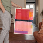 Abstract Color Block Painting Print, Pink Red Textured Brush Stroke Art, Modern Wall Decor