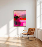 Magenta Pink Abstract Art Print, Pink Modern Wall Decor, Colorful Poster