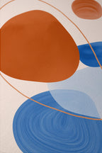 Orange Blue Abstract Art Print, Mid Century Modern Poster, Geometric Wall Decor
