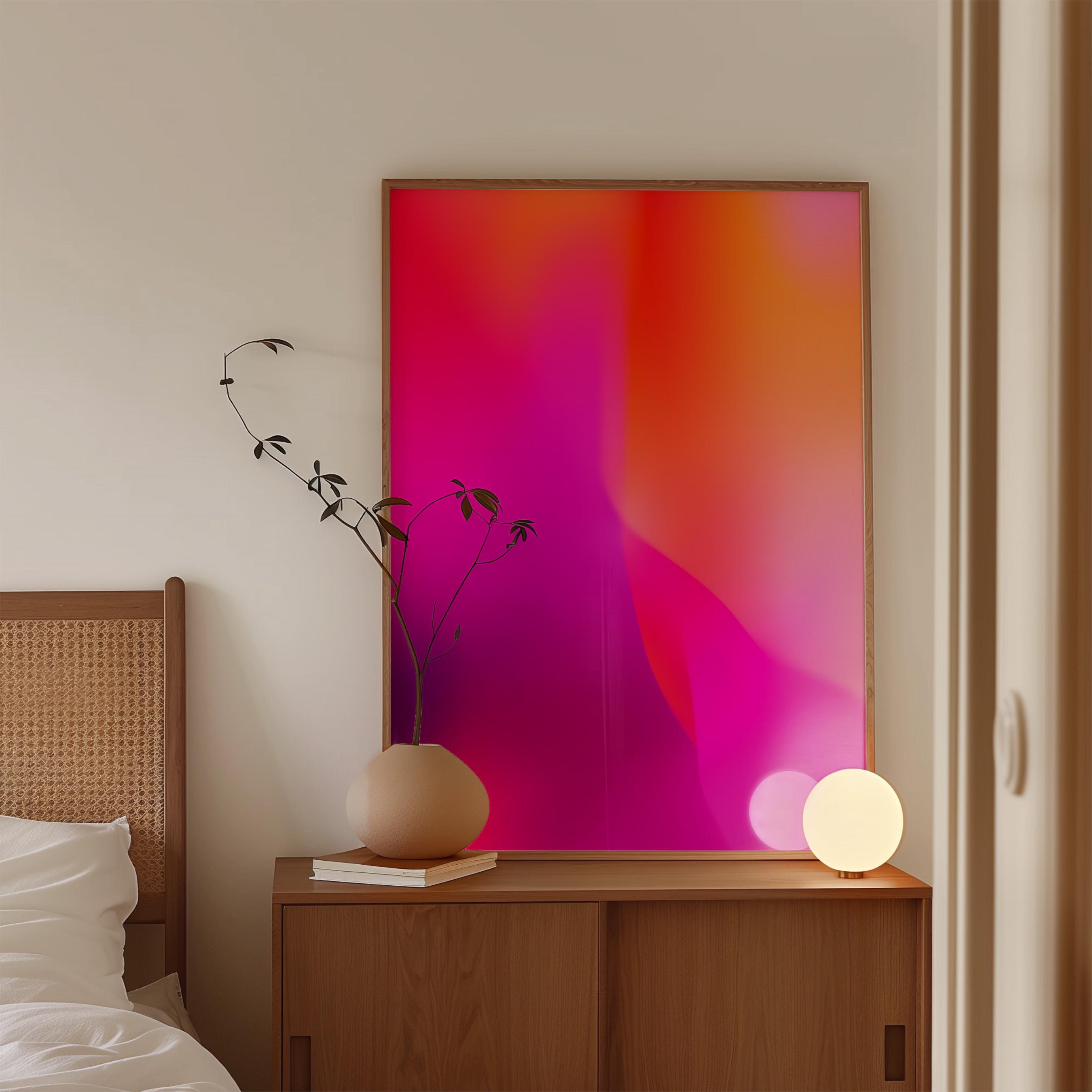 Neon Purple Gradient Wall Art Printable, Vaporwave Aesthetic Poster, Bold Abstract Modern Decor, Glow Effect