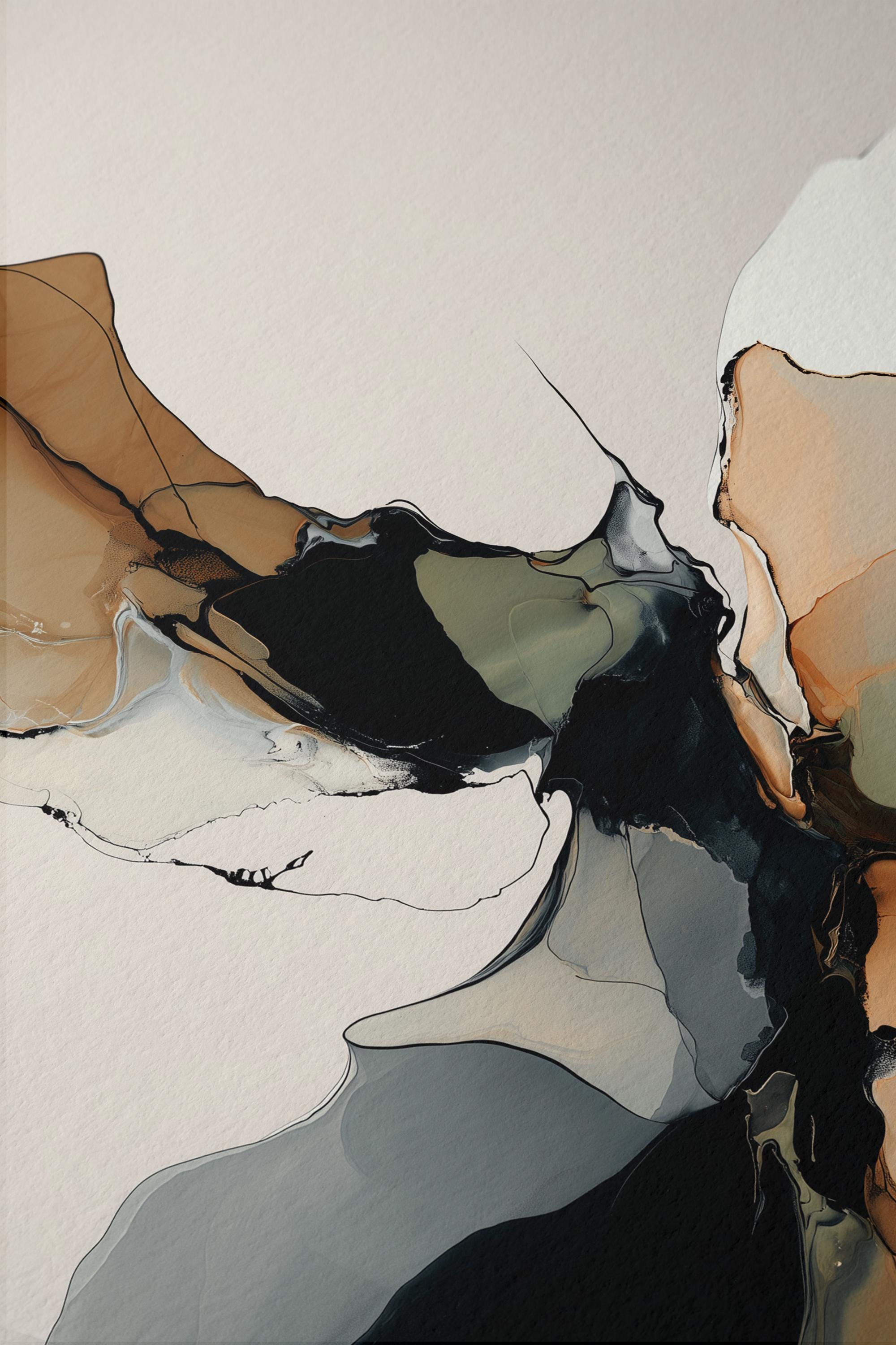 Neutral Abstract Art Print, Earth Tone Alcohol Ink Poster, Modern Decor