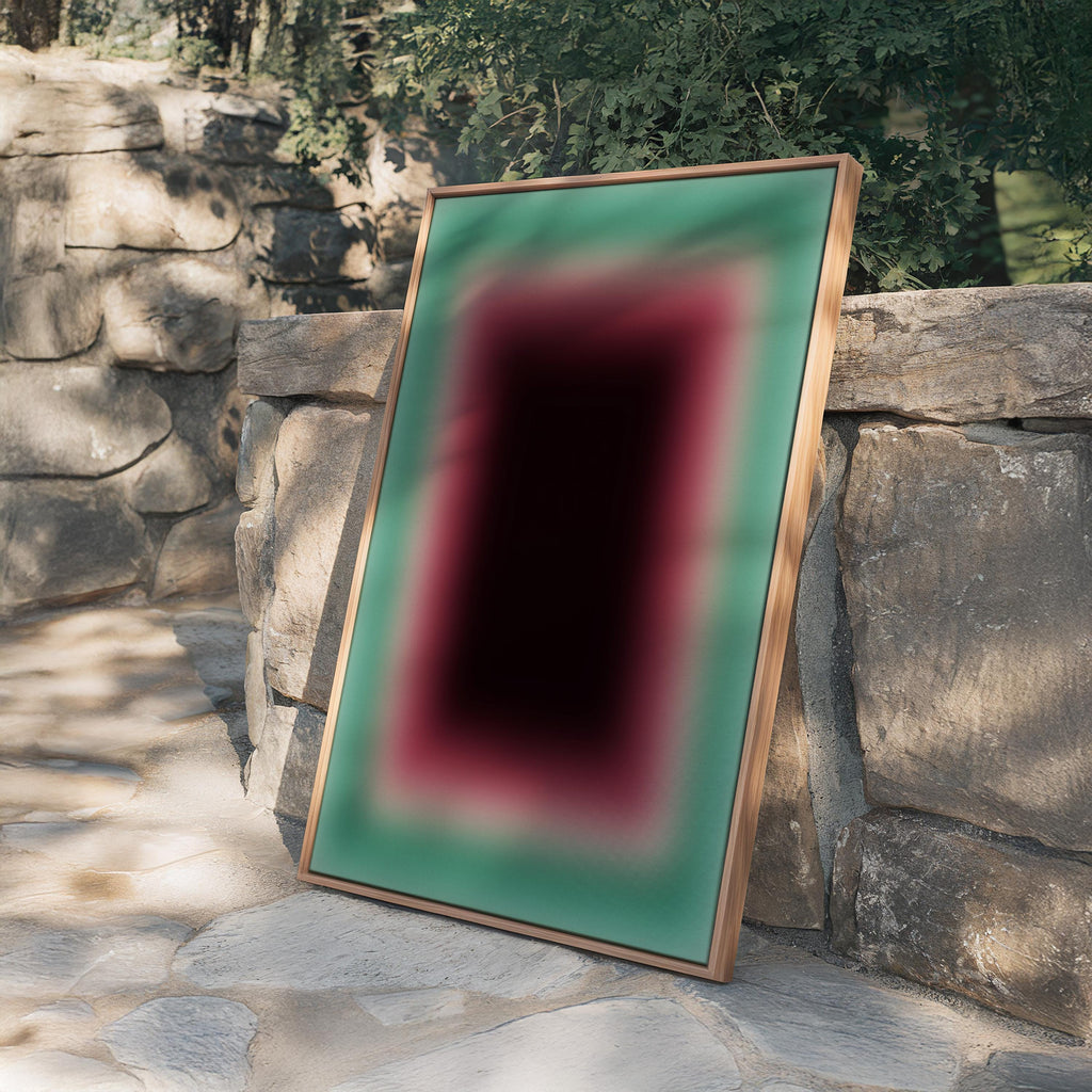 Burgundy Wall Art Print, Teal Green Gradient Abstract, Moody Modern Decor