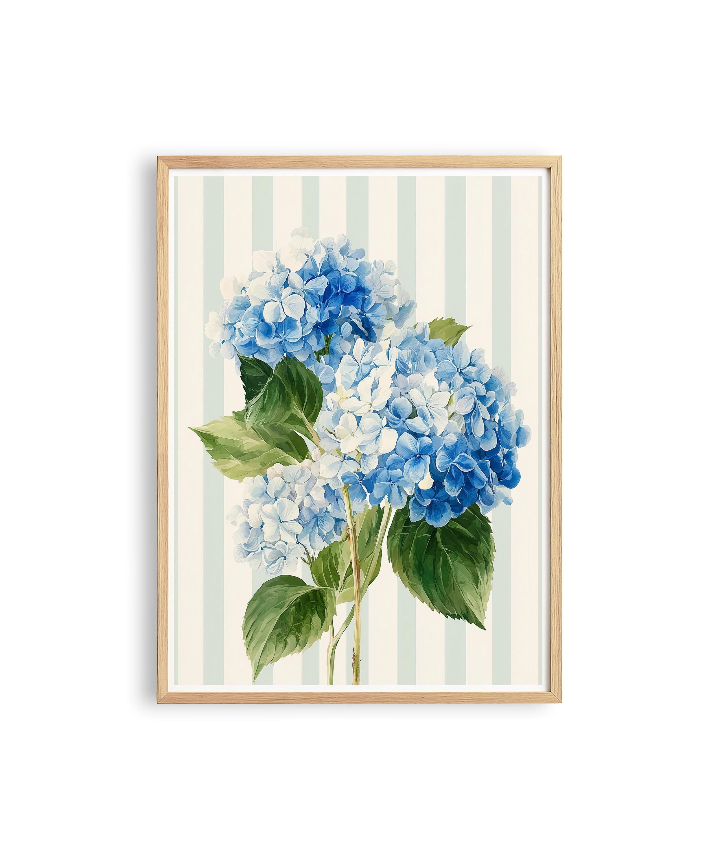 Hydrangea Printable Wall Art, Blue Floral Digital Download for Home Decor