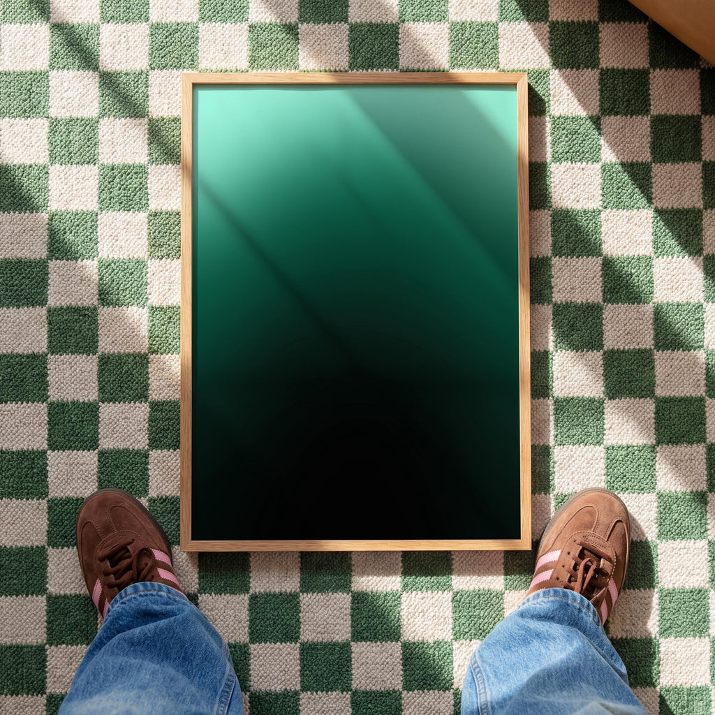 Green Gradient Abstract Art Print, Modern Ombre Poster