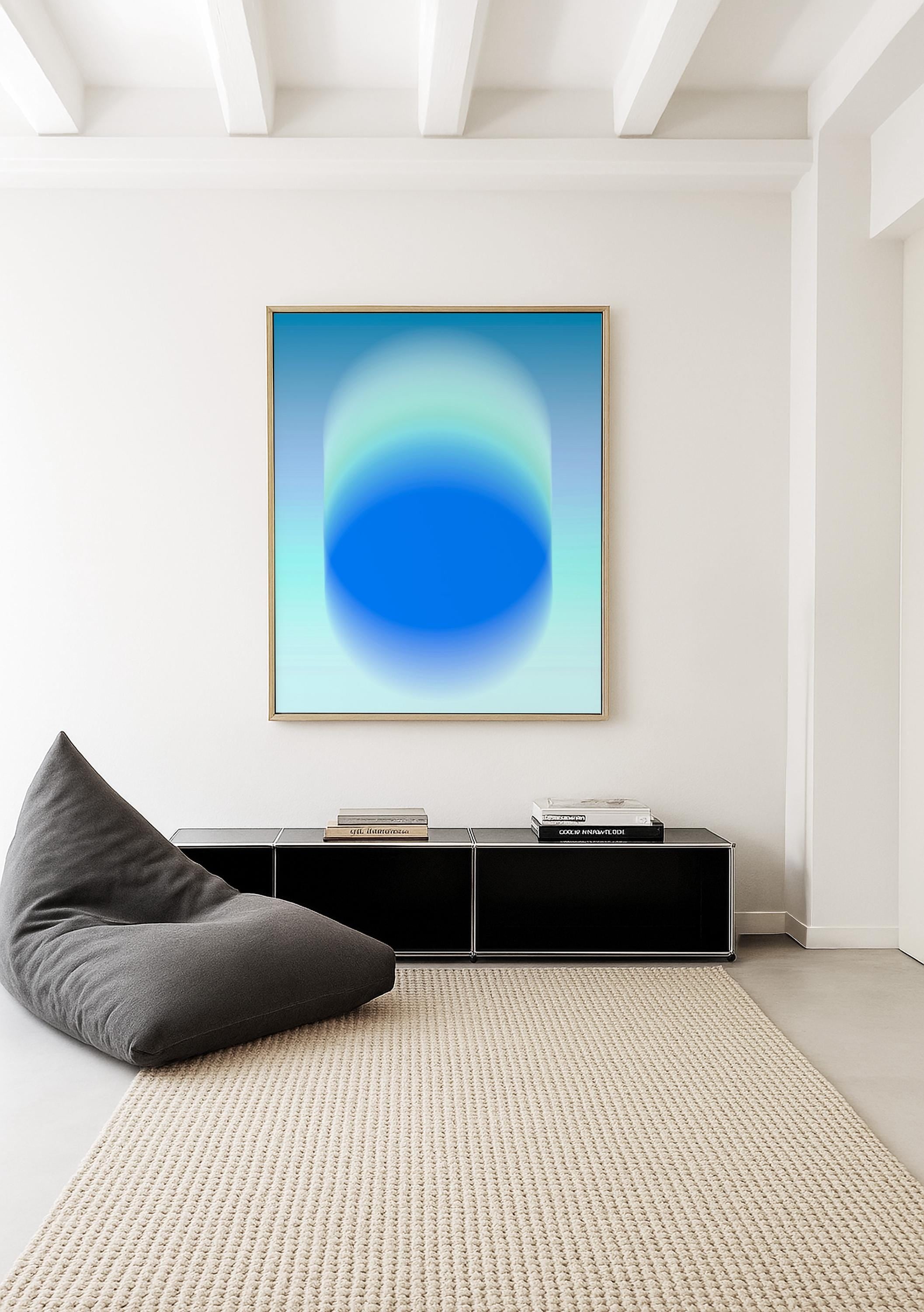 Blue Gradient Art Print, Aqua Aura Poster, Modern Wall Decor