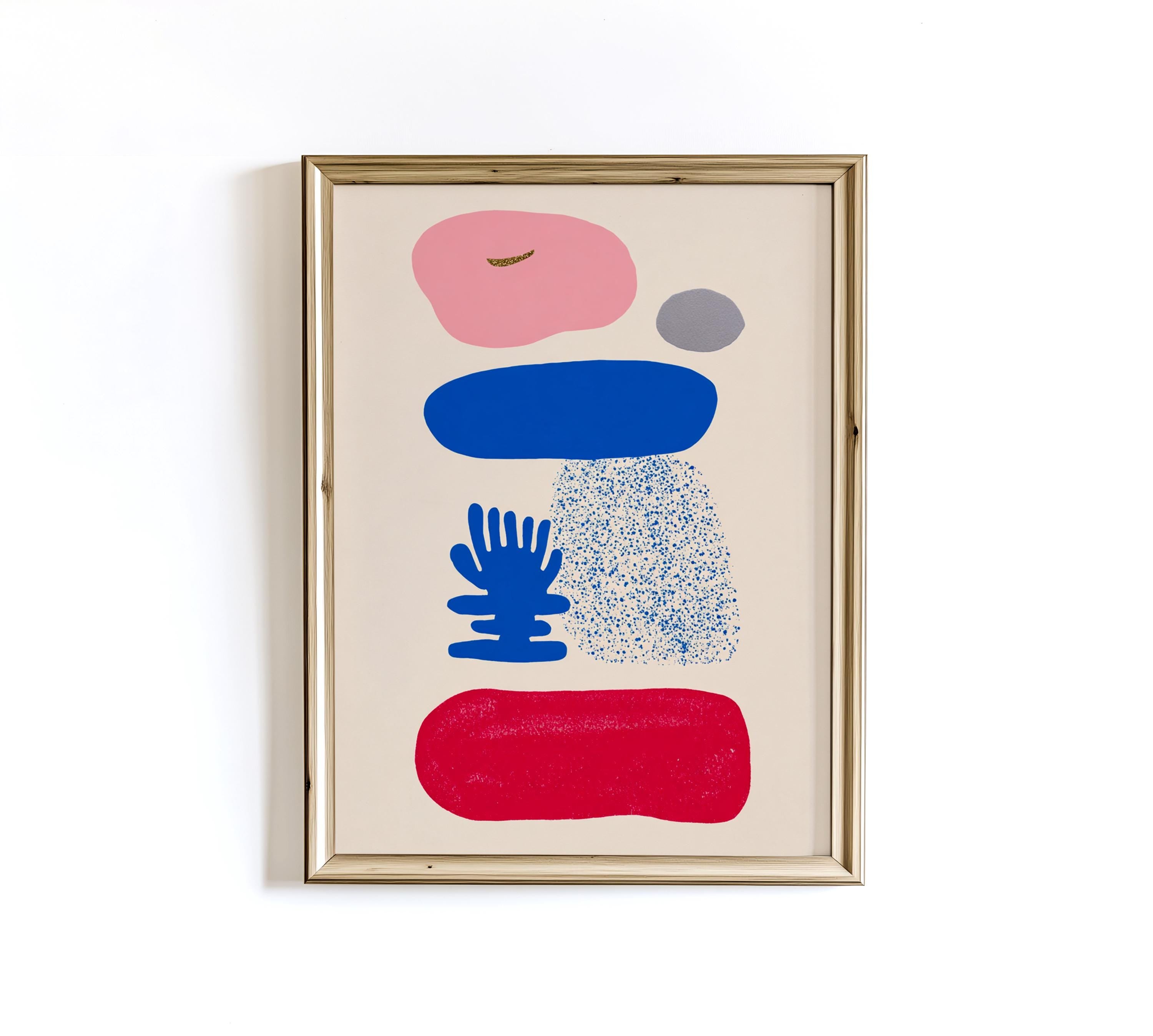 Abstract Organic Shapes Wall Art, Mid Century Colorful Print, Geometric Nordic Decor