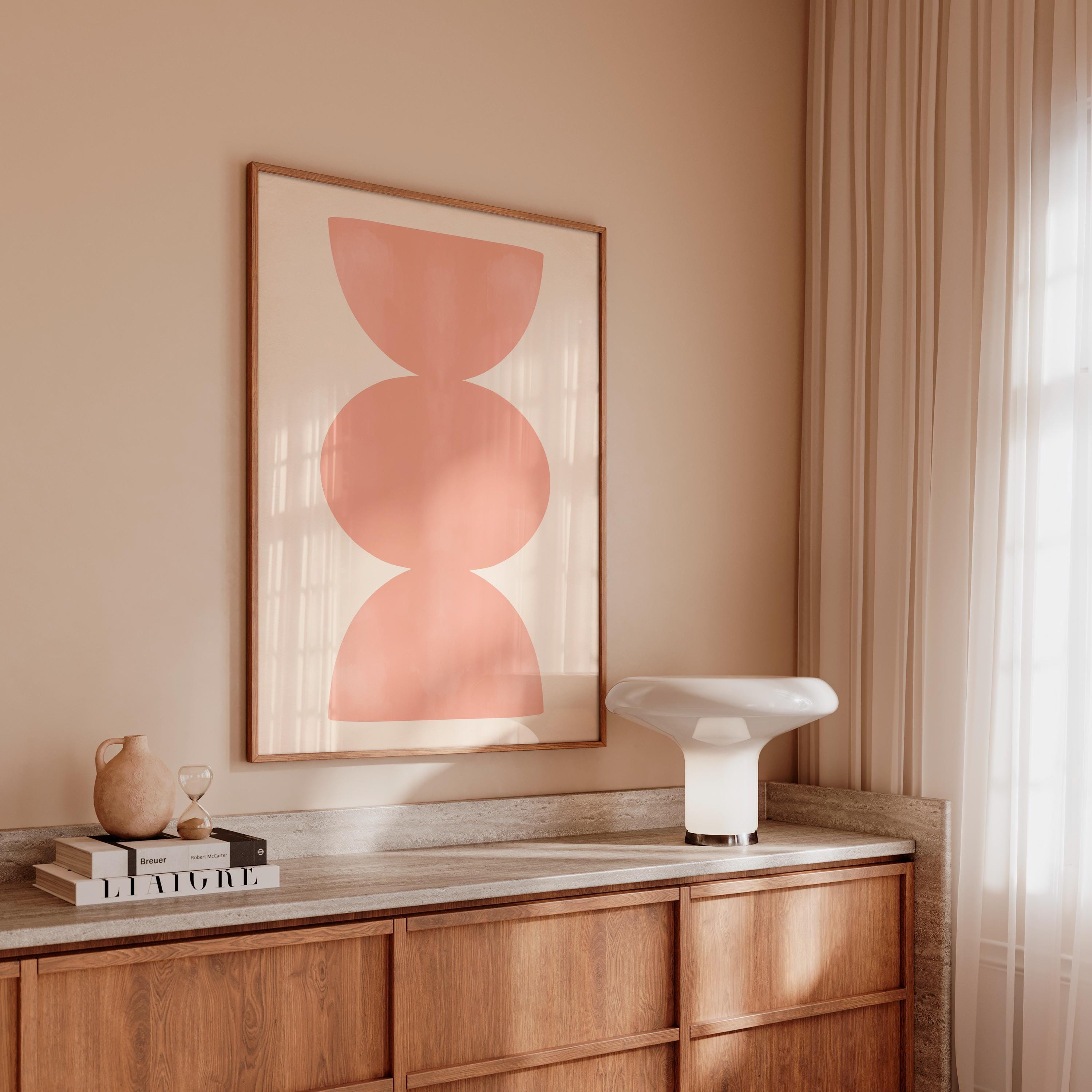 Peach Wall Art Print, Minimalist Geometric Abstract, Soft Modern Decor