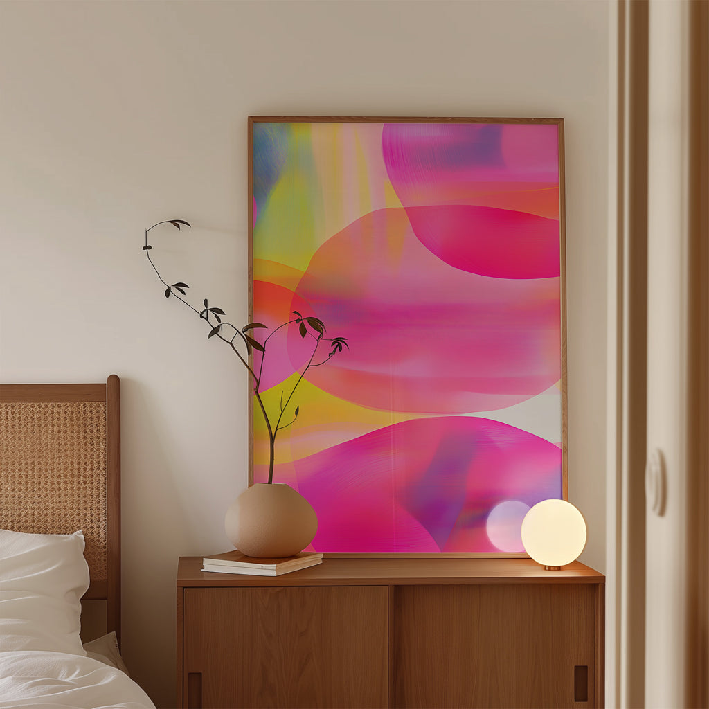 Neon Petal Layers - Framed Canvas - And A Little More