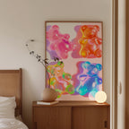 Gummy Bear Wall Art, Neon Pop Art Print, Modern Candy Decor