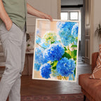 Blue Hydrangea Wall Art, Elegant Blue Floral Print for Living Room Decor