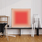 Coral Wall Art Print, Salmon Pink Gradient, Minimal Square Abstract Decor