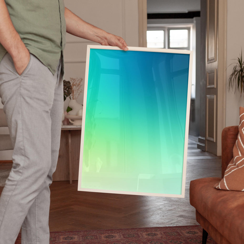 Blue Green Gradient Poster, Minimalist Abstract Print, Modern Color Field Wall Art