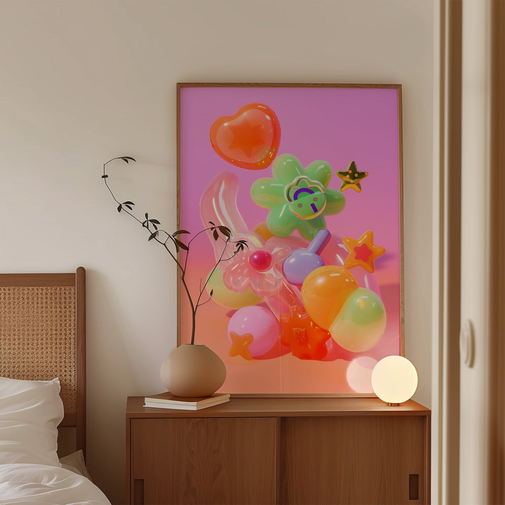 Colorful Glossy Pop Art Wall Print in Pastel Tones - And A Little More