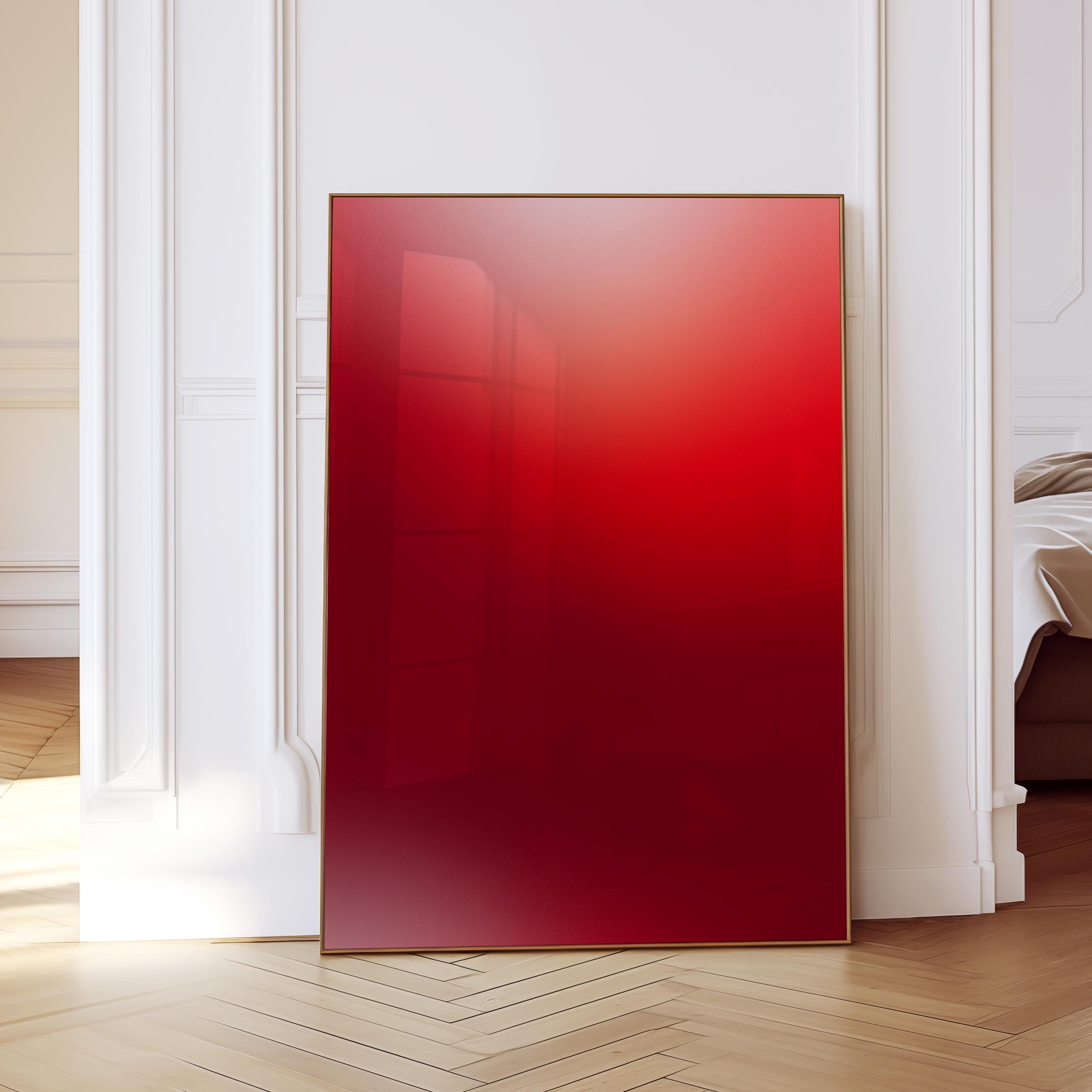 Red Wall Art Printable, Minimalist Abstract Poster, Bold Color Field Print