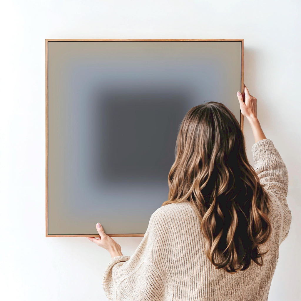 Neutral Gray Wall Art, Stone Moss Gradient Print, Minimalist Framed Wall Art, Canvas Print, Earthy Art