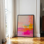 Pink Orange Abstract Wall Art Print, Modern Gradient Artwork for Living Room