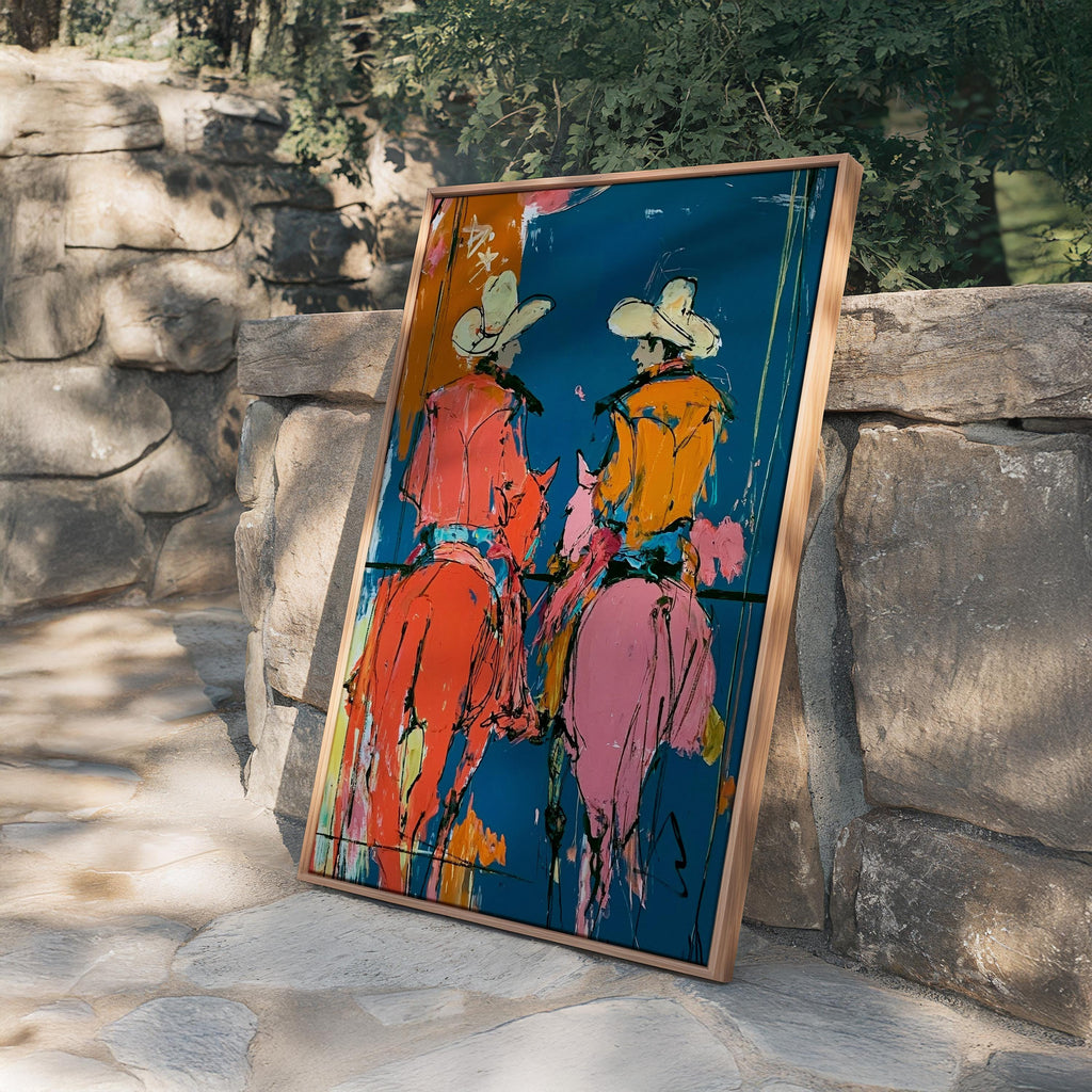 Cowboy Rider Art Print, Western Horse Wall Decor, Modern Rodeo Poster