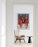 Western Wall Art Print, Cowboy Horse Poster, Modern Ranch Decor, Pink Rodeo Artwork Print