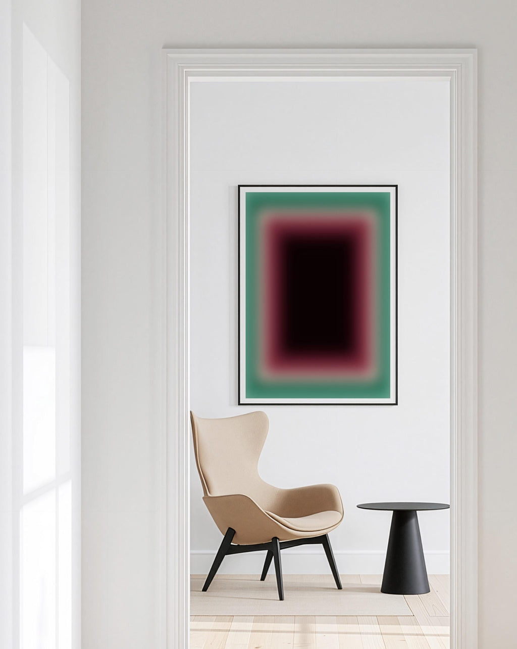 Burgundy Wall Art Print, Teal Green Gradient Abstract, Moody Modern Decor