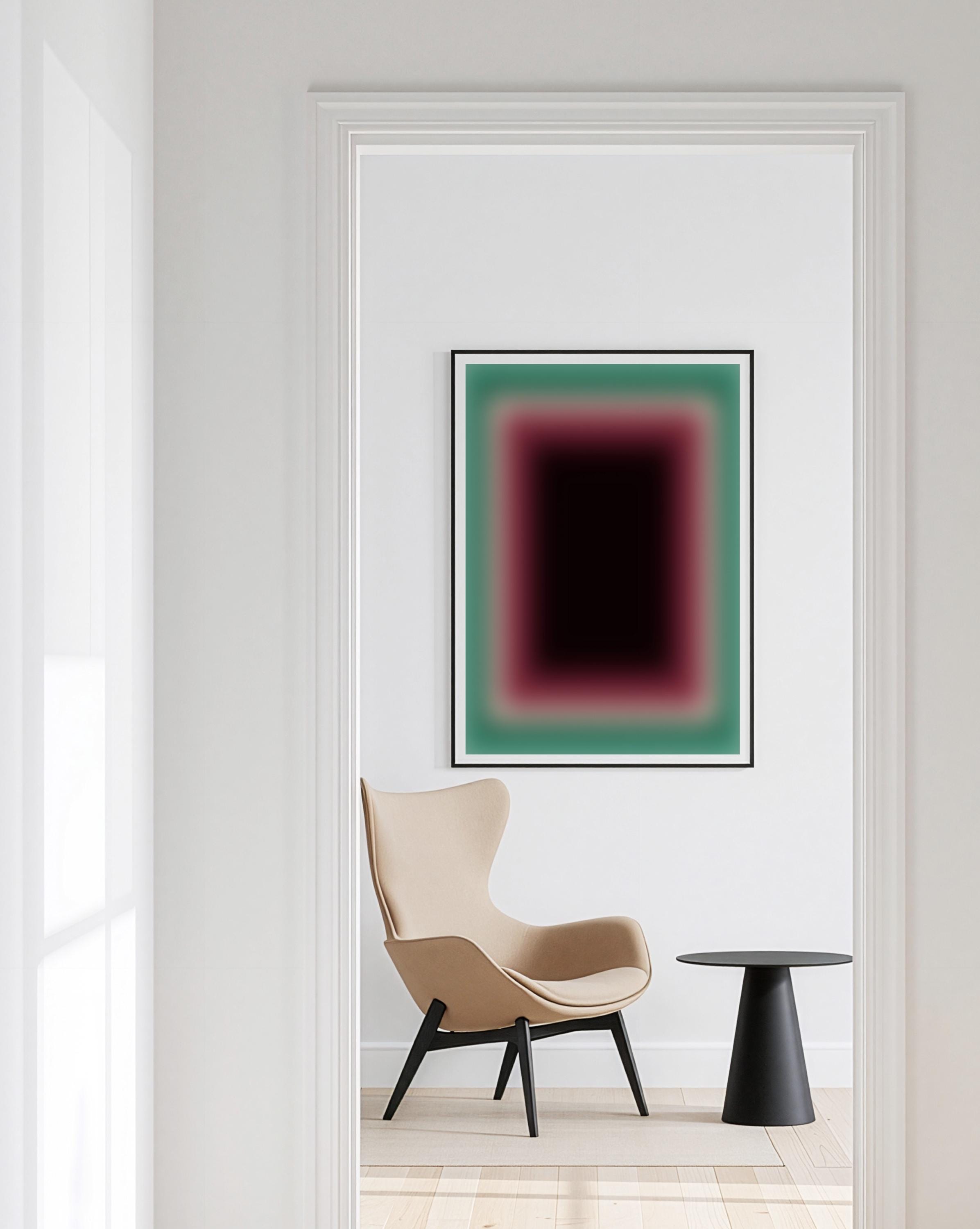 Burgundy Wall Art Print, Teal Green Gradient Abstract, Moody Modern Decor