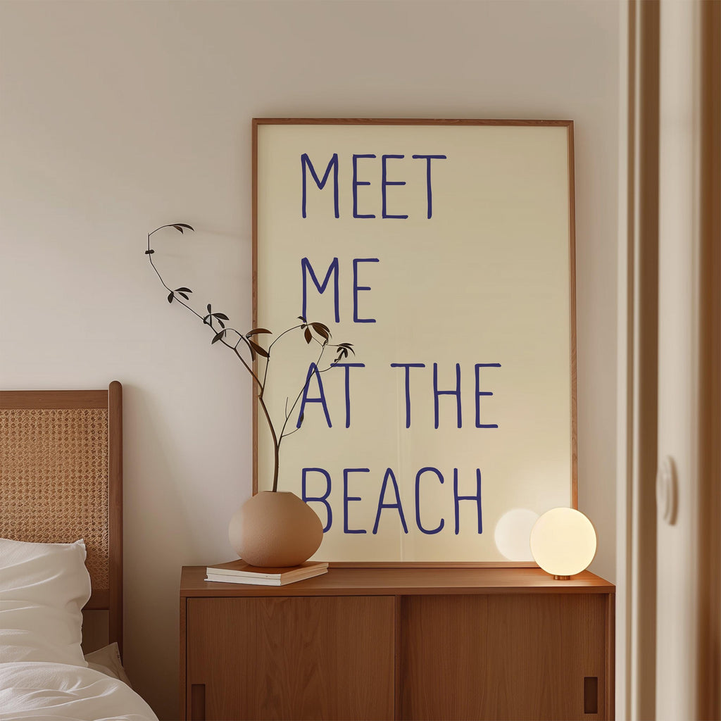 Meet me at the beach poster, Beach Quote Print, Meet Me at the Beach Poster, Minimal Coastal Decor