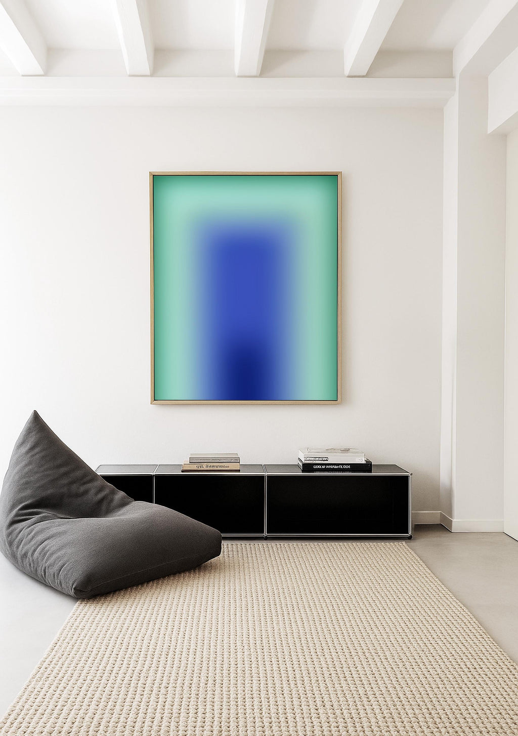 Blue Green Wall Art Print, Aqua Gradient Abstract Poster, Modern Room Decor