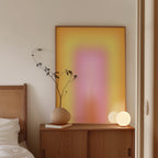 Pastel Gradient Art Print, Pink Yellow Abstract Poster, Soft Modern Wall Decor