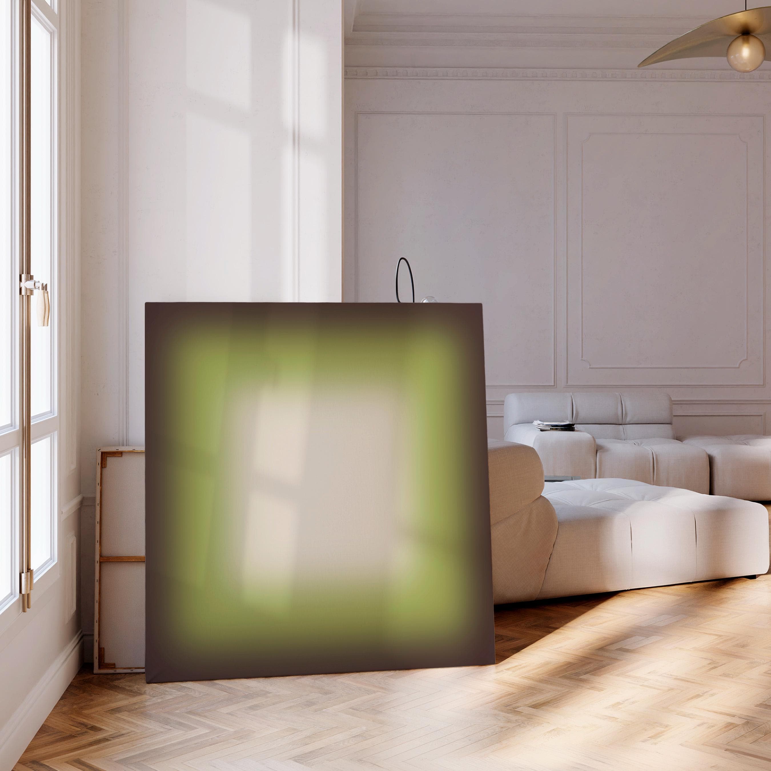 Avocado Green Wall Art, Minimalist Gradient Print, Earthy Framed Wall Art, Square Canvas Print