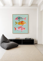 Fish Wall Art Print, Colorful Coastal Fish Poster, Nautical Bathroom Decor