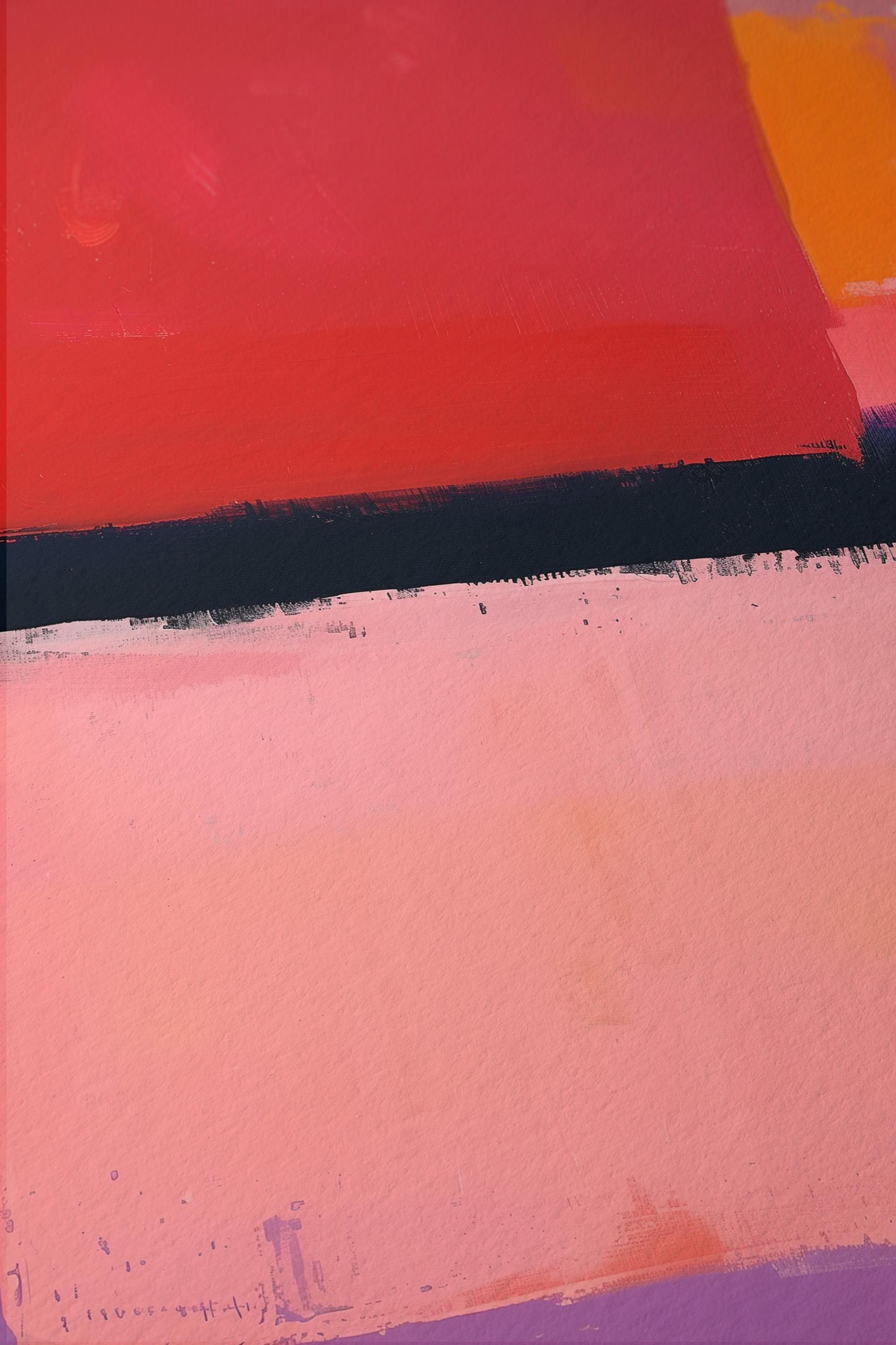 Abstract Color Block Painting Print, Pink Red Textured Brush Stroke Art, Modern Wall Decor