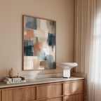 Neutral Abstract Art Print, Modern Brushstroke Wall Art, Beige Blue Color Block Decor