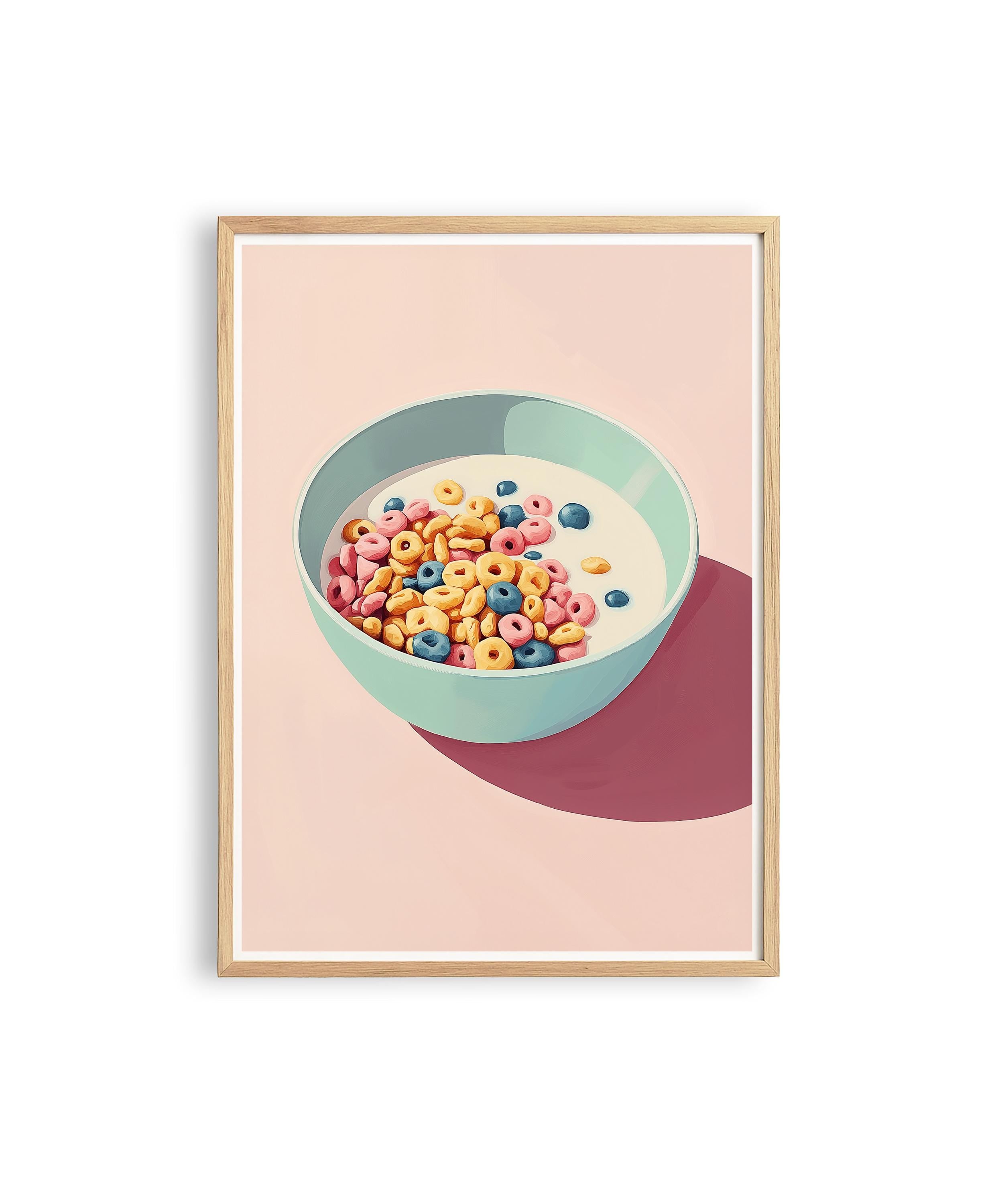 Cereal Wall Art Print, Colorful Breakfast Poster, Pastel Kitchen Decor