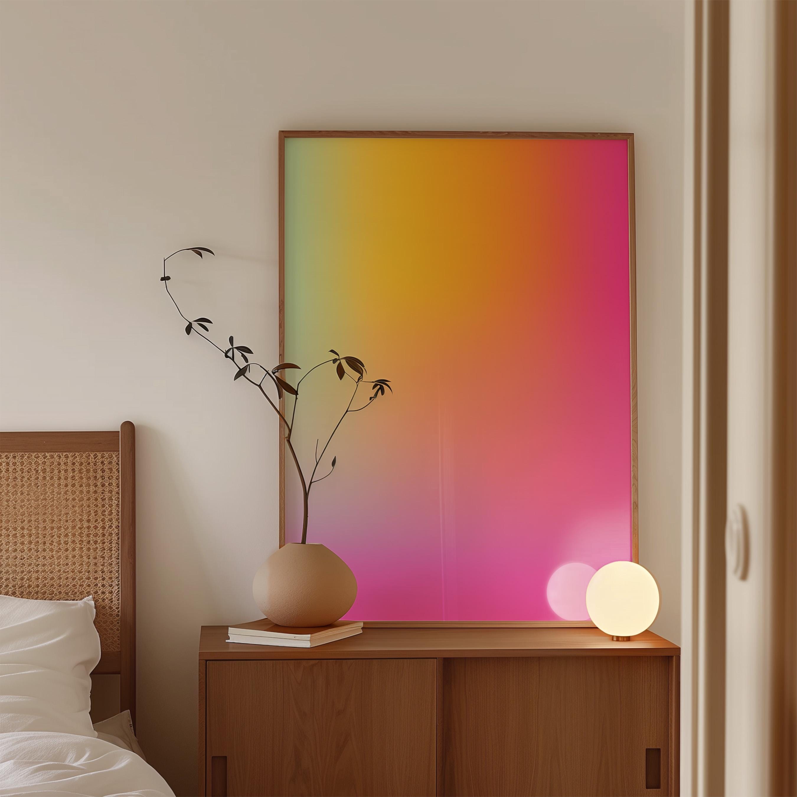 Pink Sunset Wall Art Printable, Soft Gradient Abstract Print, Modern Bedroom Decor, Minimal Aesthetic Poster