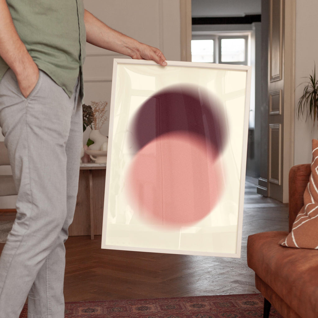 Blush Pink Brown Abstract Art Print, Soft Gradient Minimal Wall Decor