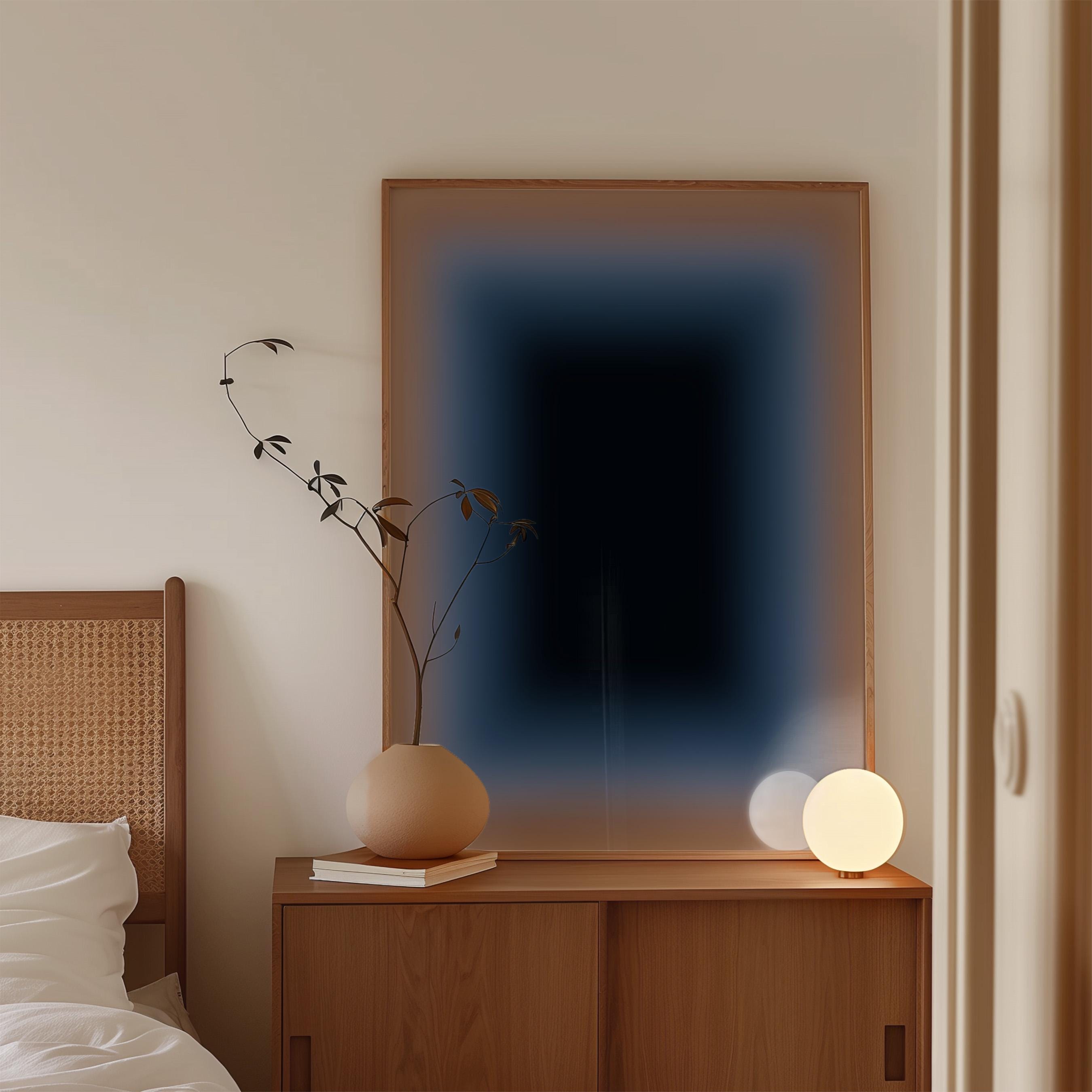 Moody Abstract Art Print, Taupe Blue Gradient, Minimal Modern Wall Decor