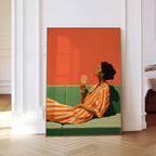 Black Woman Art Print, Afrocentric Wall Art, Orange Wine Poster