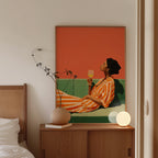 Black Woman Art Print, Afrocentric Wall Art, Orange Wine Poster