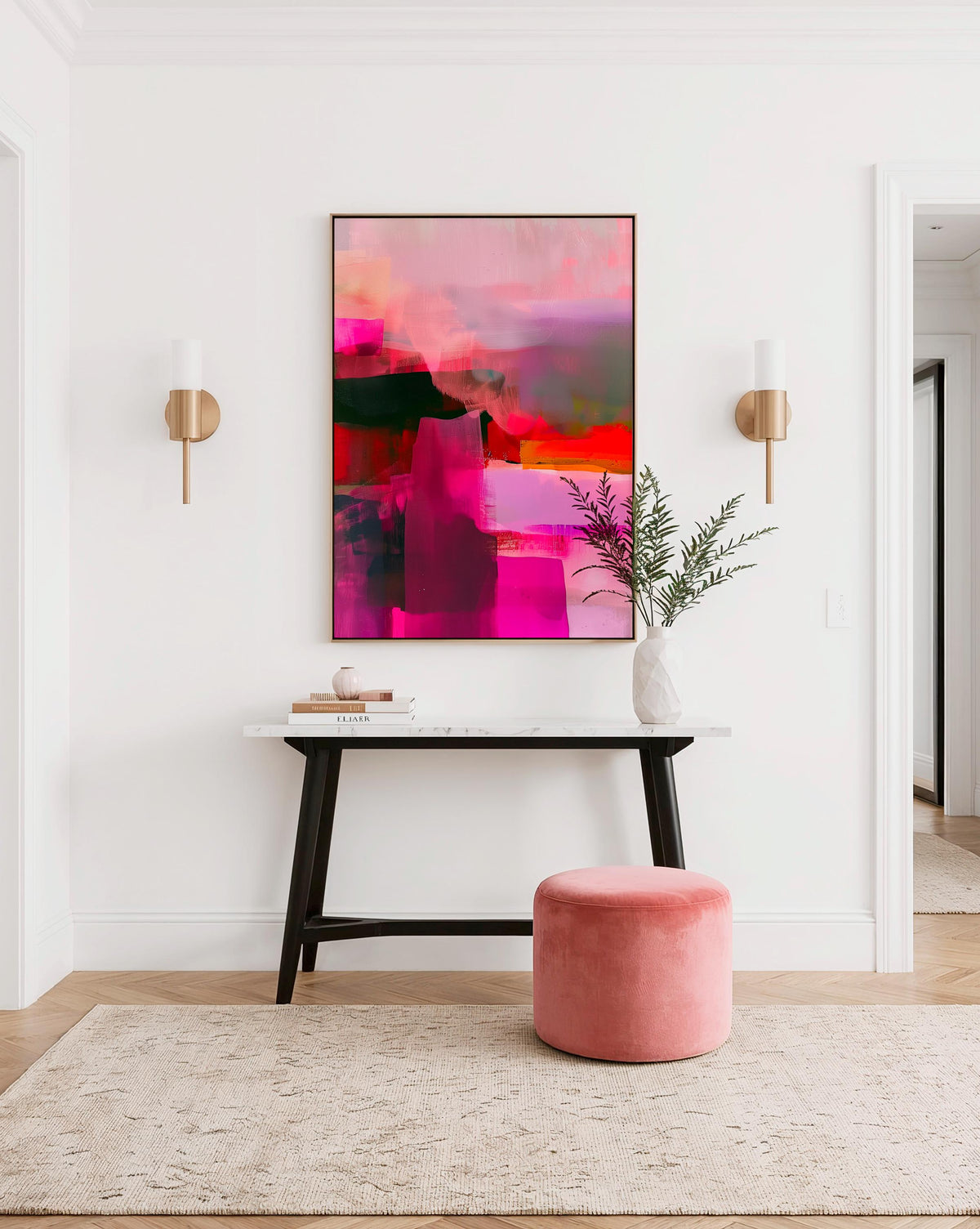 Magenta Pink Abstract Art Print, Pink Modern Wall Decor, Colorful Poster