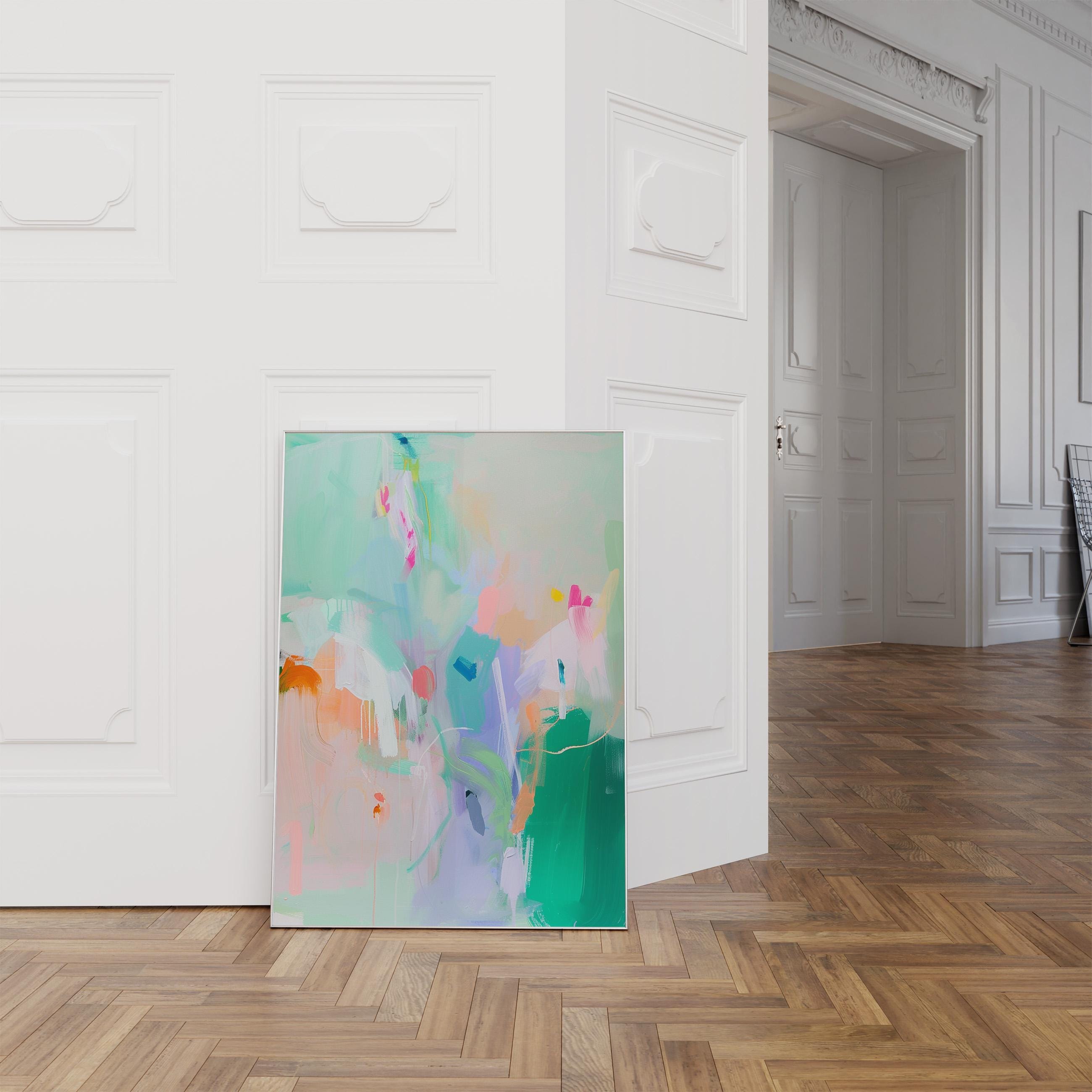 Abstract Wall Art Print, Pastel Abstract Painting, Colorful Modern Decor, Mint Green Pink Printable Wall Art