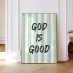 God Is Good Print, Christian Wall Art, Sage Green Faith Poster