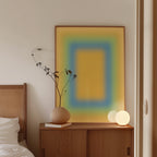 Yellow Gradient Art Print, Blue Green Abstract Poster, Soft Modern Wall Decor