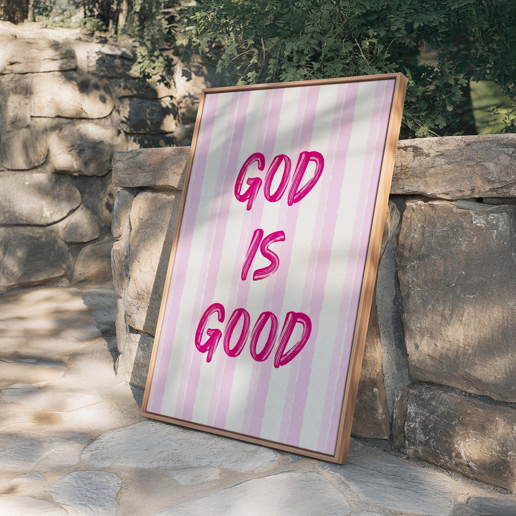 God Is Good Print, Christian Wall Art, Pink Faith Poster
