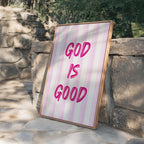 God Is Good Print, Christian Wall Art, Pink Faith Poster