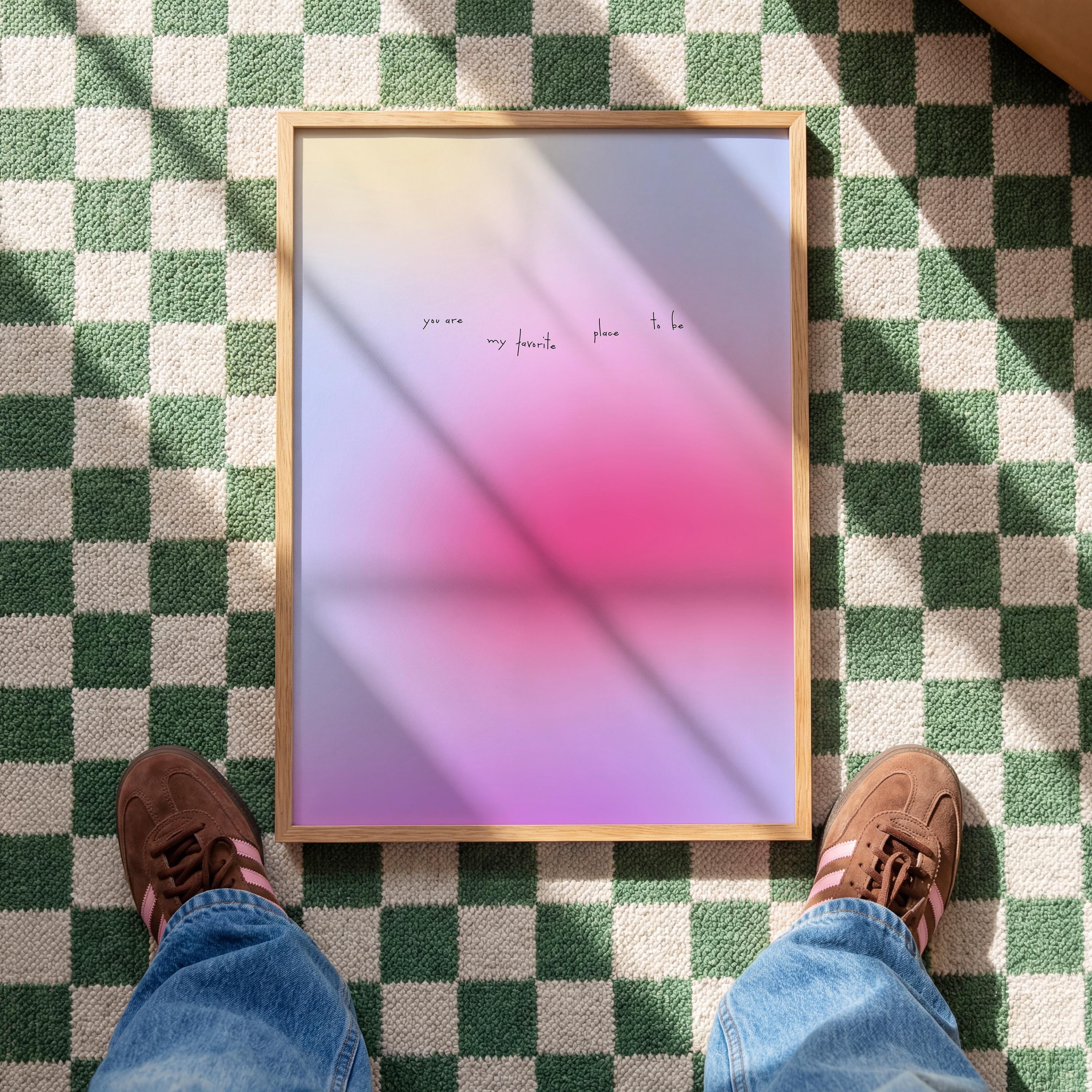 Gradient Quote Art Print, Pink Gradient Poster, You Are My Favorite Place To Be, Romantic Bedroom Wall Art, Physical Art Print