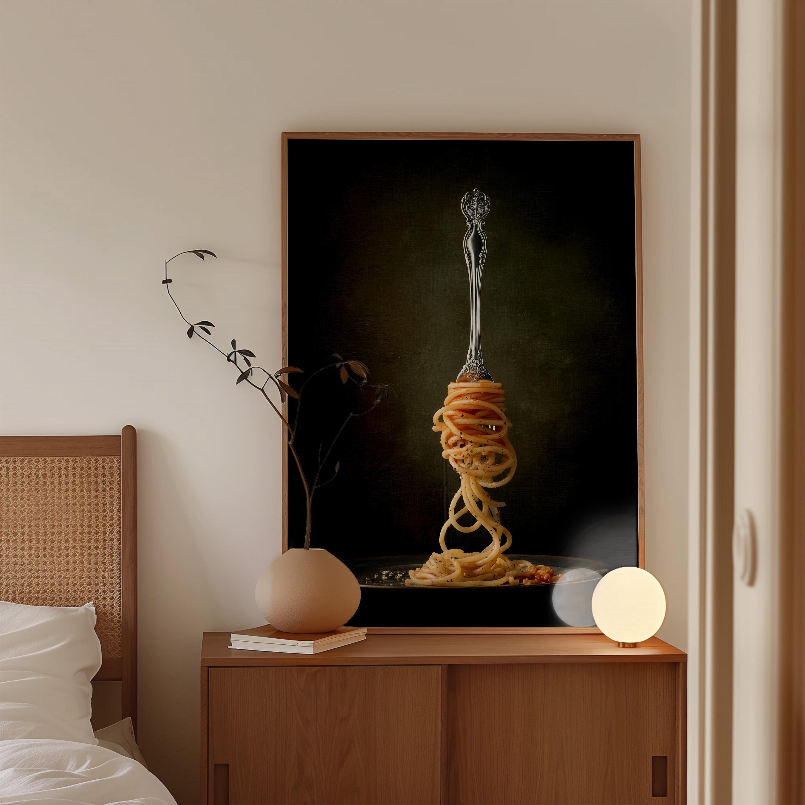 Gothic Kitchen Art Print, Moody Pasta Wall Art, Dark Food Decor